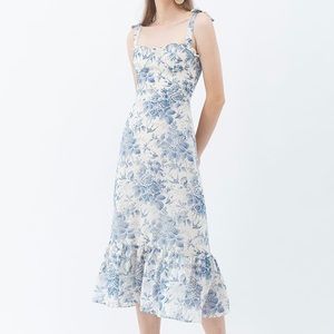 Chicwish Swallow and Rose Printed Tie-Strap Midi Dress - NWT